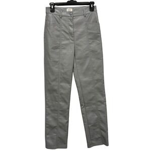 Wilfred Aritzia Womens size 4 Grey Vegan‎ Leather Straight Leg Pants High Rise